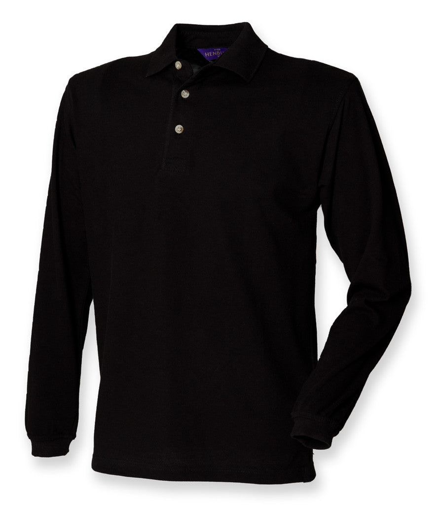 Henbury Long Sleeve Cotton Piqué Polo Shirt