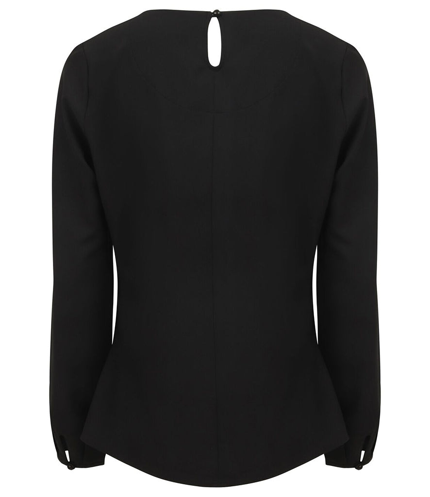 Henbury Ladies Pleat Front Long Sleeve Blouse