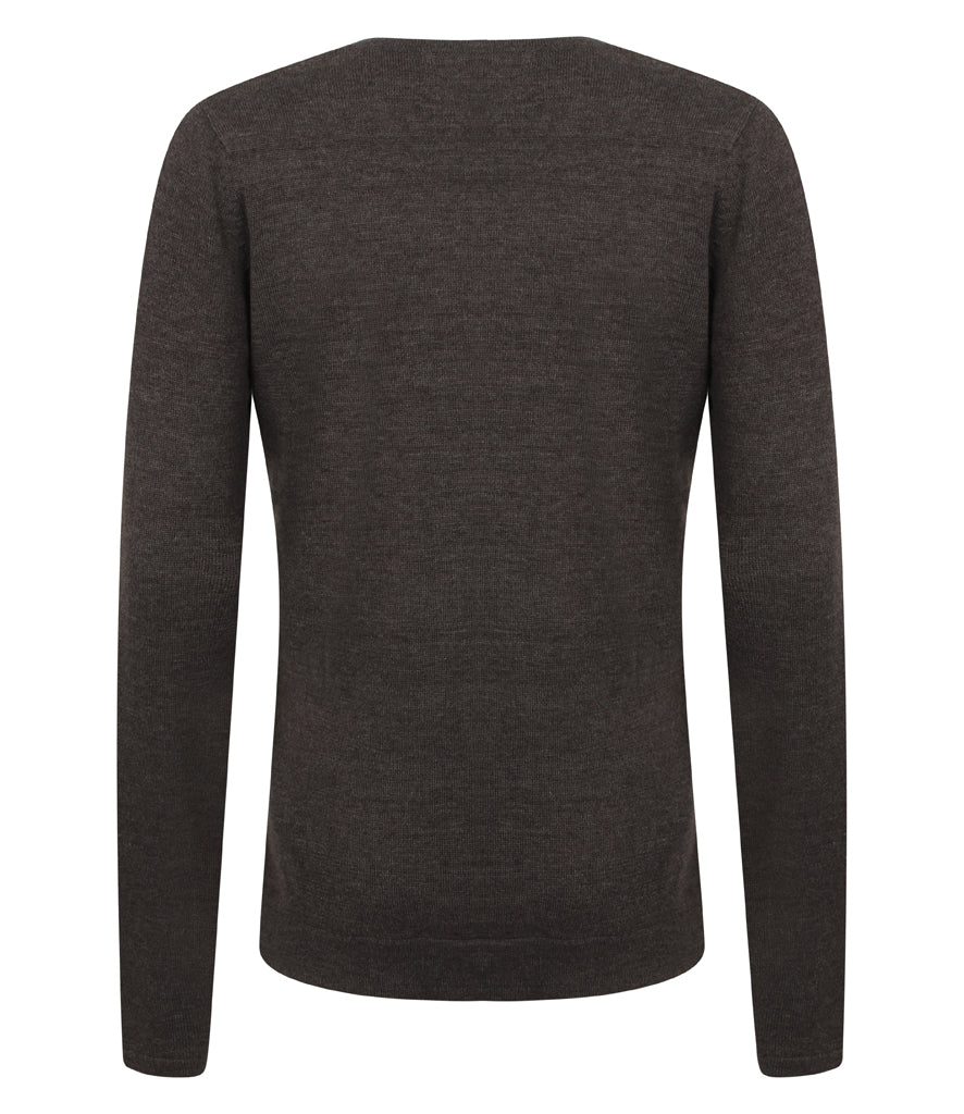 Henbury Ladies Lightweight Cotton Acrylic V Neck Sweater
