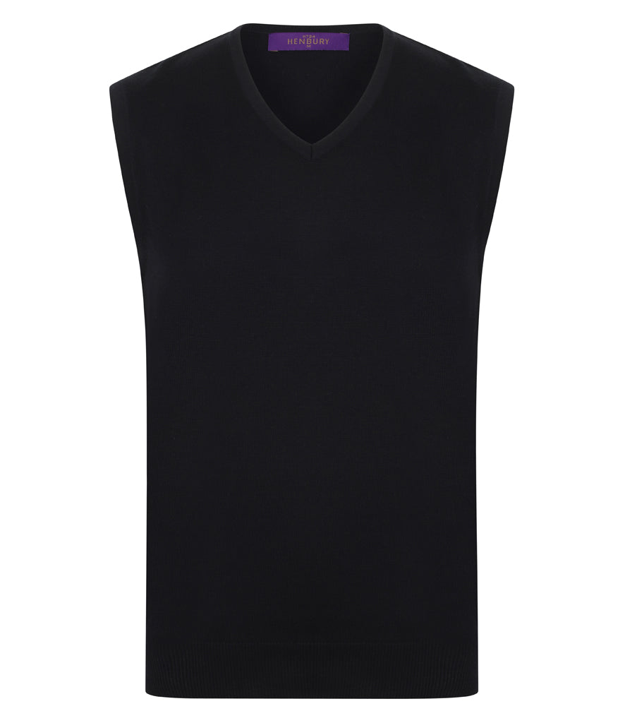 Henbury Lightweight Sleeveless Cotton Acrylic V Neck Sweater