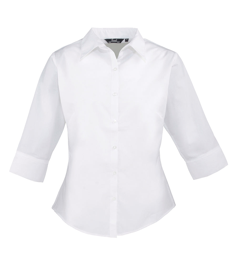 Premier Ladies 3/4 Sleeve Poplin Blouse