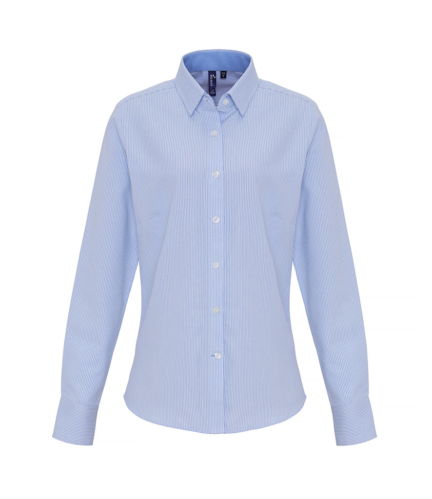 Premier Ladies Long Sleeve Striped Oxford Shirt