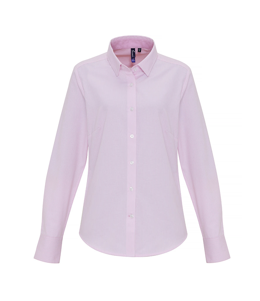 Premier Ladies Long Sleeve Striped Oxford Shirt
