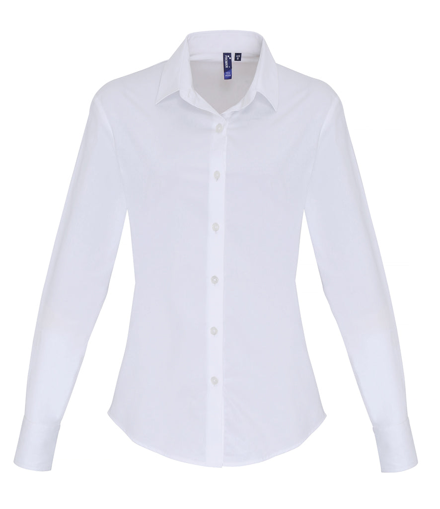Premier Ladies Long Sleeve Stretch Fit Poplin Shirt
