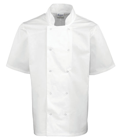 Premier Unisex Short Sleeve Stud Front Chef's Jacket
